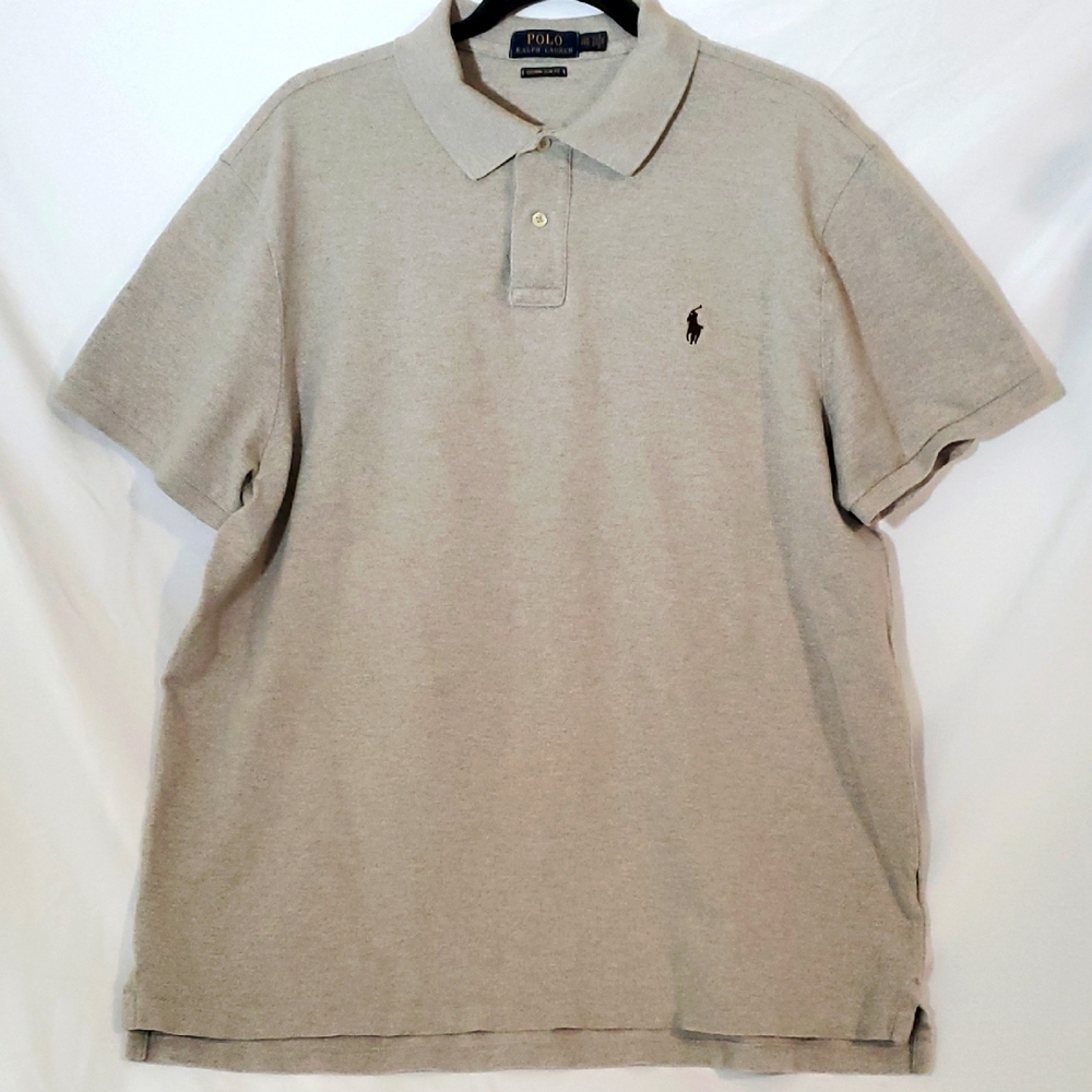 Polo Ralph Lauren Tan Shirt Classic Fit Blue Pony Casual Mens XXL
